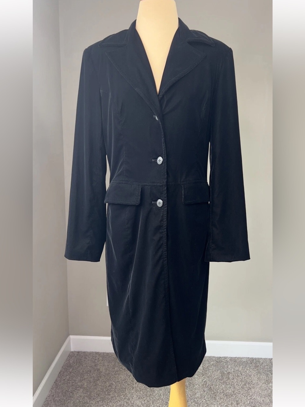 Vintage Velvet Long Romantic Vampire Gothic Black Blazer Jacket M